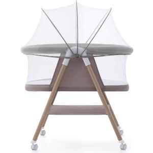 Jaoul Baby Bassinet, Portable Baby Travel Crib for Baby Bed with Wheels Comfy Mattress Mosquito Net Storage for Infant Newborn Lightweight and Breathable Mesh Design Khaki