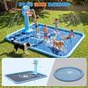 Splash Pad for Kids, 118"x138" Extra Large Sprinkler Splash Pad with Basketball Hoop & Ball, Non-Slip Outdoor Water Toys for Backyard Summer Fun