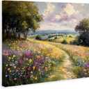 'Peaceful Path Through Meadow'| Canvas Art | Stupell Industries | 40 x 30 Inches, Easy to Hang and Sturdy, Made in USA, by Petal Prints Design