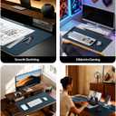 YSAGi Leather Desk Protector, Office Mat, Large Mouse Mat, Non-Slip PU Leather Blotter, Laptop Pad, Waterproof Writing Pad for Office and Home (Dark Blue, 35.4" x 17")