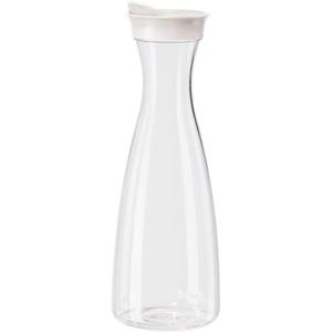 OGGI Clear Carafe w/Flip Open Lid - Ideal Juice Bottle, Clear Pitcher with Lid, Tea Pitcher, Water Carafe, 1.6 Lt(54Oz), White