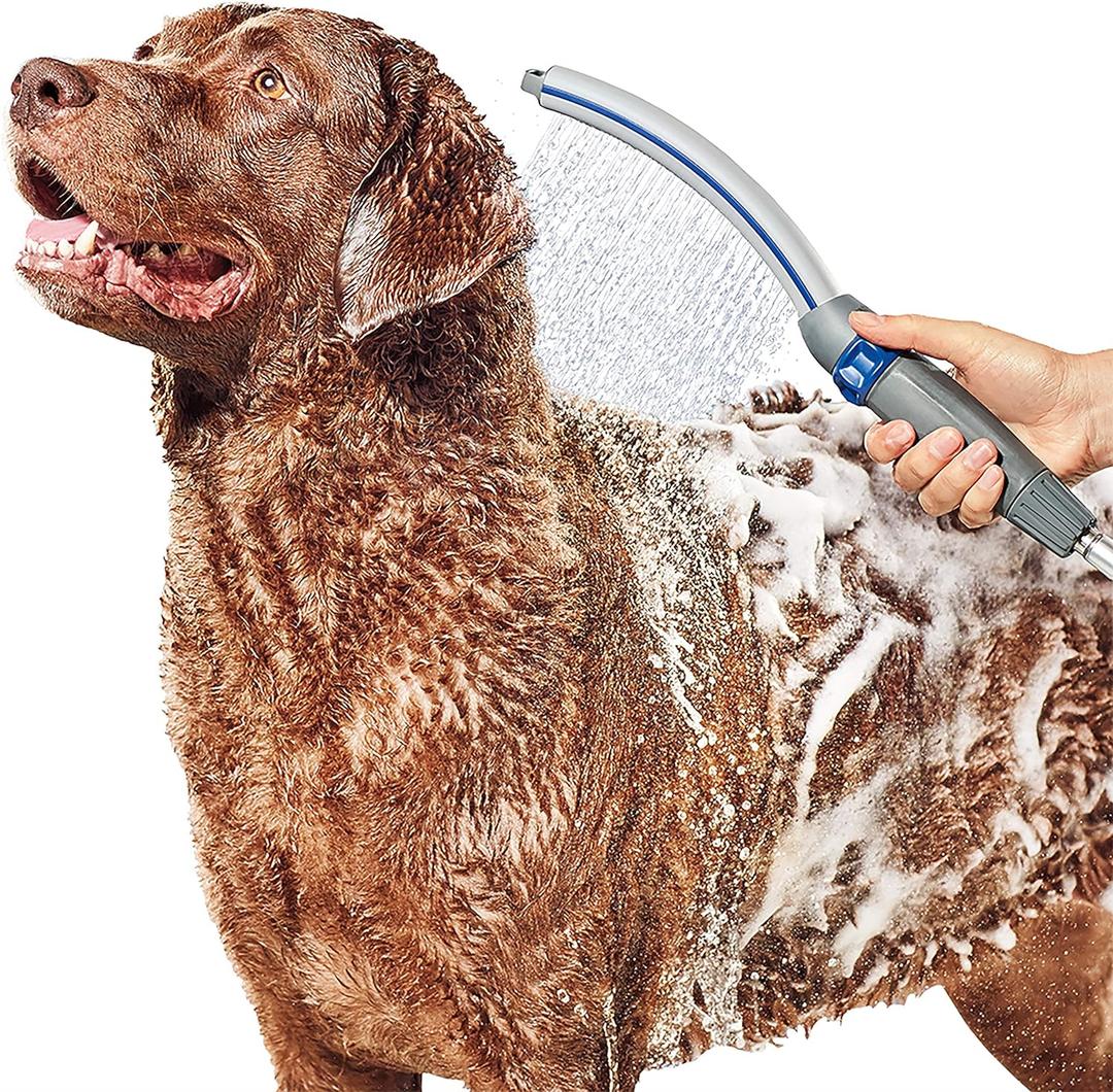 Waterpik Pet Wand Pro Dog Shower Attachment for Fast and Easy Dog Bathing and Cleaning, Indoor and Outdoor Sprayer Includes 8-Foot Flex Hose, Blue/Grey, PPR-252E (1.8 GPM)