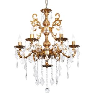 Crystal Chandelier Lighting Modern, Antique Gold Farmhouse Chandeliers 6-Light Crystal Candle Chandelier Ceiling Hanging Light Fixture Entrance Bedroom Kitchen 23"