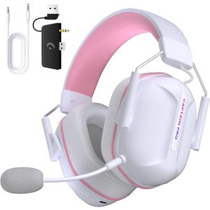 RYR Wireless Gaming Headset for X Box Series X|S, X Box One, PC, PS5/4, Mac, Mobile, Switch, 3D Surround Sound, Bluetooth 5.3, 60H Battery, Gaming Headphones with Detachable Noise Canceling Mic-Pink