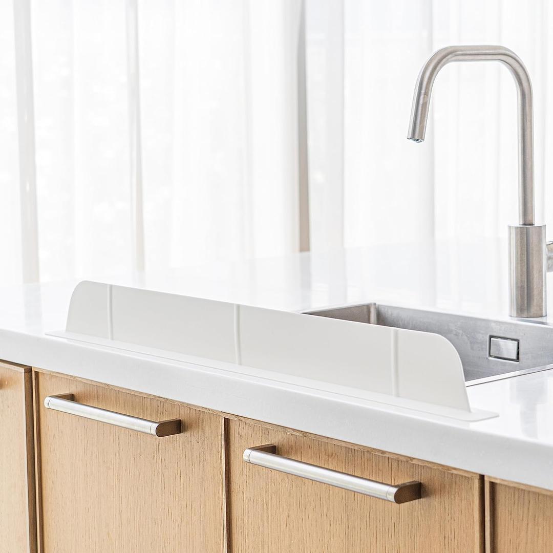 30 inch(75cm) Premium Kitchen Sink Silicone Water Splash Guard SIZE UPGRADE 30" and new package - NO Suction Cups, Ultra Wide 30" - Made in Korea (Ultra Wide Eco White)