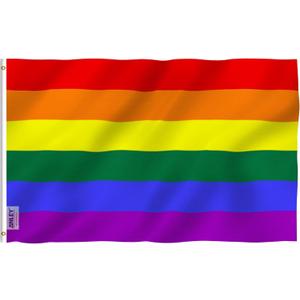 Anley Fly Breeze 4x6 Foot Rainbow Flag 6 Stripes - Vivid Color and Fade proof - Canvas Header and Double Stitched -Banner Flags Polyester with Brass Grommets 4 X 6 Ft