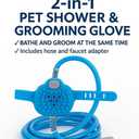 Dog Shower & Grooming Glove  2-in-1 Pet Bathing Tool with Hose & Faucet Adapters  Indoor/Outdoor Sprayer for Dogs & Cats