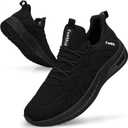Feethit Mens Non Slip Walking Sneakers Lightweight Breathable Slip on Running Shoes Athletic Gym Tennis Shoes for Men (7.5, All Black)