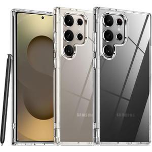 for Samsung Galaxy S25 Ultra Case,Clear Galaxy S 25 Ultra Phone Case,[No Yellowing] Shockproof Slim Silicone Cases TPU Bumper Hard PC Cover for Samsung S25 Ultra 5G 6.9",Transparent