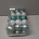 30PCS 2.36IN Christmas Tree Ornaments Assorted Pendant Shatterproof Ball Ornament Set Seasonal Decorations with Reusable Hand-Help Gift Boxes Ideal for Holiday and Party (White/Green)