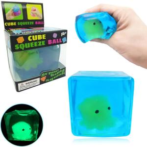 Squishy Stress Cube Fidget Toys ，Fun GlowinTheDark Octopus Squeeze Toy , Stress Balls for Autistic Kids ,Birthday Gift Classroom Prizes，Maltose Filling