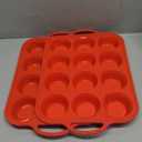 2 Packs 12 Cups Silicone Muffin Pan for Baking with Metal Reinforced Frame Regular Size Cupcake Pan Tray Egg Bites Silicone Cookie Molds Muffin Tin Tart Pans Sheet Set for Oven Dishwasher Safe (Red)