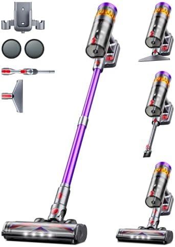Cordless Vacuum Cleaner, 600W 50Kpa 70 Mins Cordless Stick Vacuum, Self-Standing Wireless Vacuum with Touch Screen, Charging Dock, Anti-Tangle Rechargeable Vacuum Cleaners for Home/Pet Hair/Carpet