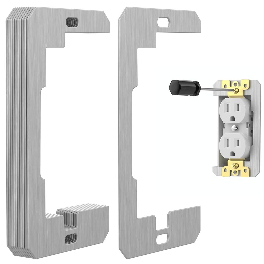 10 Pcs Wall Plate Spacer, Spacers for Electrical Outlets, Metal Flush Fit Device Leveling Plates for Electrical Outlet Repair, Fix Loose Outlets and Electrical Boxes