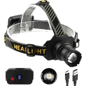 Headlamp USB Rechargeable Led Headlamp Super Bright 1080 Lumens Headlamp Flashlight + 6 Colors Light.Adult Headlamp,Camping,Outdoor,Fishing,Hurricane Lighting. Zoomable IPX54 Headlamp