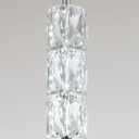 ykolupty Long Staircase Crystal Pendant Chandeliers 10-Lights Silver Column Crystal Chandeliers Foyer Entrance High Ceiling Hanging Chandelier 2700-6000k Dimmable Fixtures LED Big Chandeliers