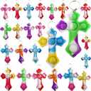 100 Packs Mini Backpack Pop Fidget Bubble Toys, Bulk Religion Cross Classroom Students Prizes Birthday Party Favors,Christian Worship Tool