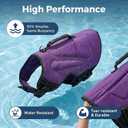 Slim Lightweight Dog Life Jacket, Neoprene Compact Dog Life Vest with High Buoyancy, Lift Handle & Double Safety Buckles, Waterproof Ergonomic Fit for Pool Boating Water Activities, Purple, Large