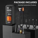 Tire Inflator Portable Air Compressor - 4X Faster Inflation, 150PSI Air Pump for Car Tires with Digital Pressure Gauge/LED Light, Portable Tire Inflator for Car, Moto, Bike, Ball, etc (Black & Orange)