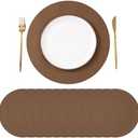 SHACOS 100 pcs Round Paper Placemats Disposable 13 inch Colored Paper Decorative Place Mats for Wedding Birthday Party Bridal Baby Shower Events Table Decoration, Brown