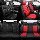 MINGBRON Car Seat Covers Full Set,Black White Car Seat Cover, Car Seat Protector Waterproof, Nappa Leather Car Seat Cushion Fit for Most Cars Red