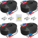 ANNKE 4 Pack 30M/100ft All-in-One Video Power Cables, BNC Extension Surveillance Camera Cables for CCTV Security DVR System Installation, Free 8 x BNC Connectors and 100pcs Cable Clips Included
