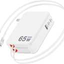 5 in 1 Retractable Wall Charger,65W Retractable Phone Charger Wall Plug with 3 USB Ports, 3.9FT PD USB C Chargers Block Fast Charging for iPhone 17/16/15,MacBook Pro,Galaxy 25 24 23,Pixel