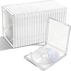 25 Pcs 10.4 mm CD Jewel Cases, Clear Plastic Single DVD Disc Case 5.6 x 4.8 Inch Standard CD DVD Protection Cover