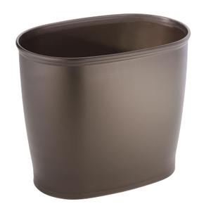 IDesign Oval Plastic Trash Can for Bath, Bedroom, Office - The Kent Collection  12" x 8" x 10", Bronze