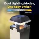 BRIGHTICONIC Solar Post Lights Outdoor, 2 Pack - Dual Color, Warm & Cool White Adjustable - Auto Dusk to Dawn LED Post Lights - Durable, Waterproof IP65 Solar Fence Caps fits 4x4 5x5 6x6 - Black