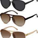 STORYCOAST Polarized Aviator Sunglasses for Men Women Classic Retro Aviators Sports Driving Running Sun Glasses (3pack-black+light Brown+gradient Brown)