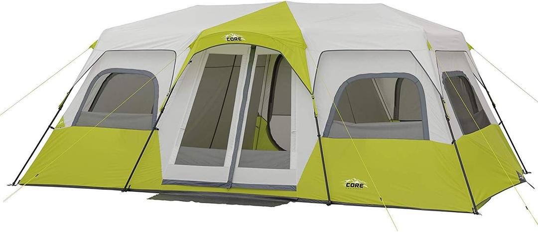 CORE Instant Cabin Tents | Family Cabin Multi Room Pop Up Tents Car Camping | Included Storage Pockets for Camping Accessories, 12 Person
