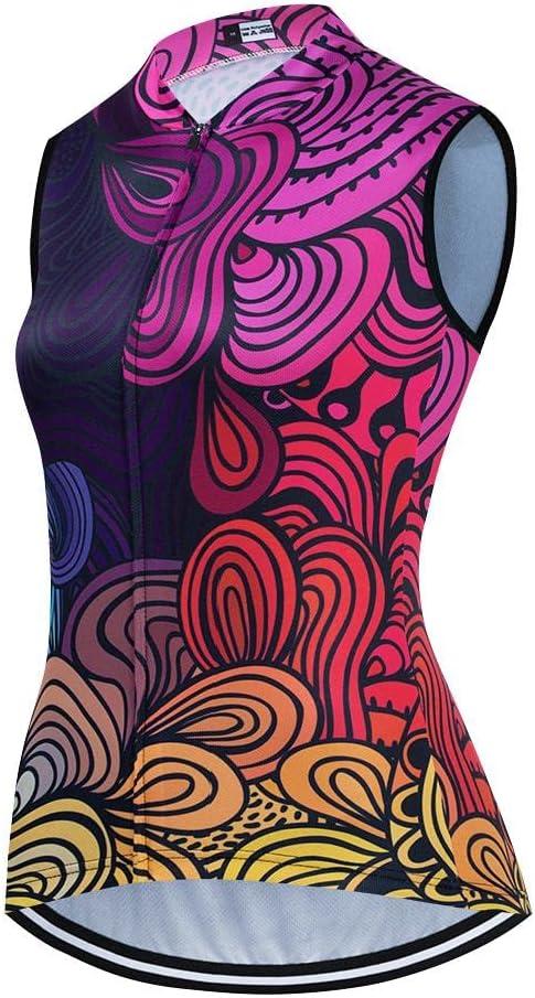 Women's Cycling Jersey Set Sleeveless Bike Shirts Cycling Vest Shorts Bicycle Clothing Short with Gel Padded (X-Large, Be33)