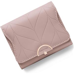 Leather Small Womens Wallet RFID Blocking Bifold Card Holder Cute Wallet for Woman with Zipper Coin Pocket (Z1-Soybean Sand)
