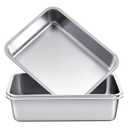 2 Pack Stainless Steel Commercial Bus Tubs Food Grade Meat Processing Tubs Lug Wash Basin Tote Box for Dishwashing, Kitchen, Restaurant, Utility (13 L)