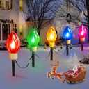 Jumbo C9 Christmas Pathway Lights Outdoor - 2 Pack Total 17 Feet 10 LED C9 Walkway Lights, Multicolor Jumbo Light Christmas Bulb Light Outdoor Decorations for Lawn Holiday Outside Yard Garden