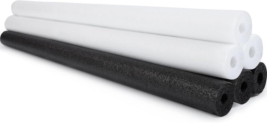 6 Pack Jumbo Pool Noodles Swimming Floating Foam Tube Extra Large Hollow Bright Swimming Pool Noodles Bulk Heavy Duty for Adults (Black,White,40x1.6inch)