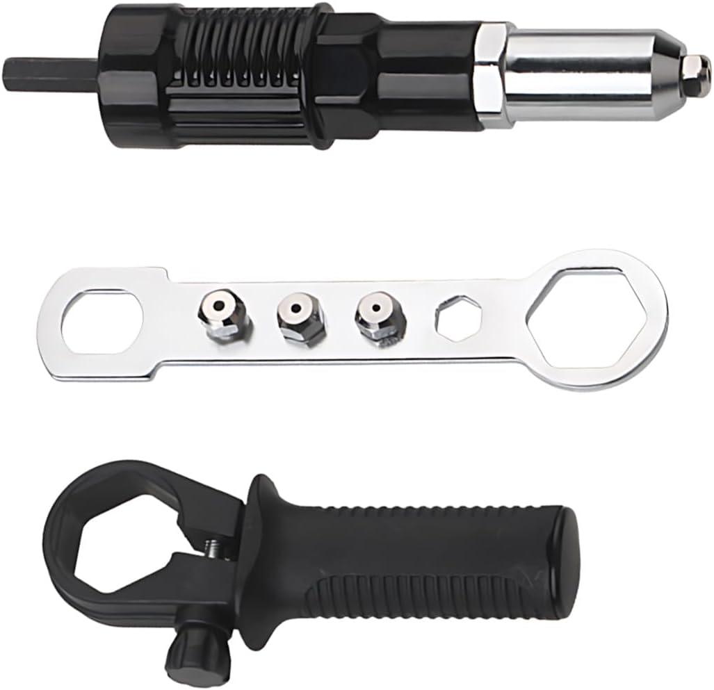Pop Rivet Gun Adapter Kit, Cordless Electric Power Drill Rivets Attachment with 4 Rivet Heads 2.4mm, 3.2mm, 4.0mm & 4.8mm, Riveter Insert Nut Tool for Pop Riveting Work