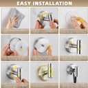 Suction Cup Hooks for Shower - Bathroom Reusable Hooks for Towels, Robes & Loofah - No-Drill Mounting on Kitchen,Walls,Metal,Glass,Mirrors,Tile & Smooth Non-Porous Surfaces (4, Brushed Nickel)