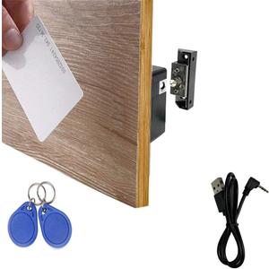 RFID Lock Electronic Cabinet Lock, Hidden DIY Lock with USB Cable for Wooden Cabinet Drawer Locker Cupboard (1 Pack) (Black)