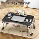 Folding Lap Desk, 23.6 Inch Wood Laptop Bed Desk with Cup Holder, Portable Bed Table for Working Writing Reading & Eating for Bed, Sofa, Couch, Floor - Dark Black