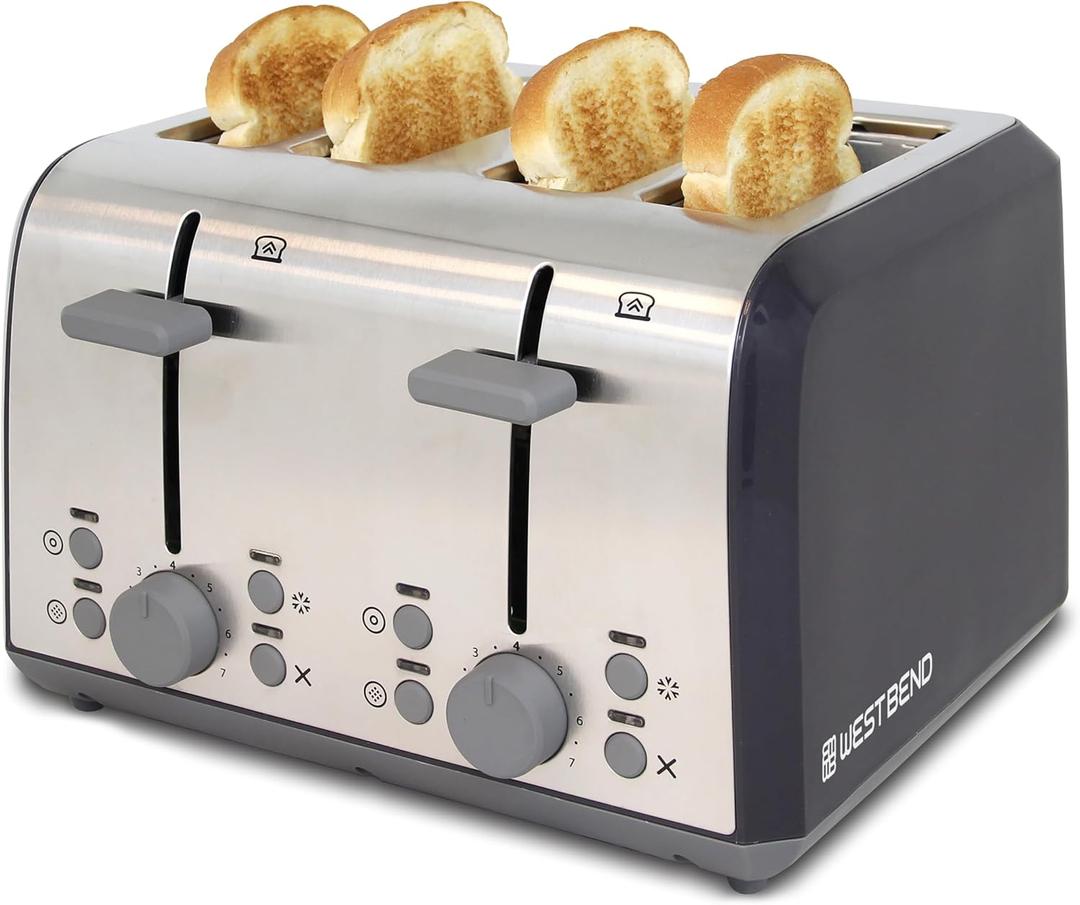 West Bend Toaster 4 Slice Extra-Wide and Deep Slots with 4 Functions and 7 Shade Settings Ultimate Toast Lift Lever and Removable Crumb Tray, 1500-Watts, Black