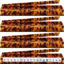 4 Pack Tortoise Shell Straight Mahjong Tile Racks Set with Magnetic Pushers, 18.5 Inch Acrylic Mahjong Racks for Tiles Holders Acrylic Mah Jong Accessories, Fits All Tile Sets
