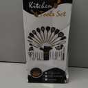 Cooking Utensils Set- 35 PCs Kitchen Utensils with Grater, Tongs, Spoon Spatula &Turner Made of Heat Resistant Food Grade Silicone and Wooden Handles Kitchen Gadgets Tools Set for Nonstick Cookware (Black)