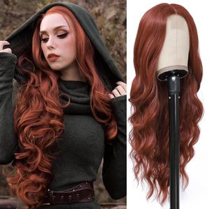Colorful Queen Auburn Wig 26 Inch Long Wavy Copper Red Wigs for Women Middle Part Synthetic Party Wigs for Women Daily Use Cosplay Wigs