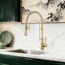 Copper Kitchen Faucet, Single Handle, 360 Swivel High Arc Kitchen Sink Faucet, Brushed Gold Pull Down Kitchen Faucet Solid Brass Handle