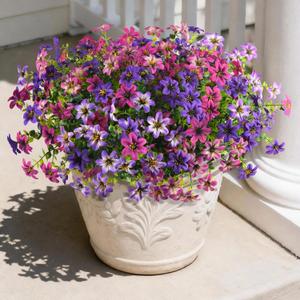 Hommyea Artificial Fake Flowers for Outdoors 12 Bundles Faux Silk Flower Spring Decoration Artificial Fake Plants Outdoor Plastic Flowers UV Resistant No Fade for Home Planter Porch Patio Yard Decor