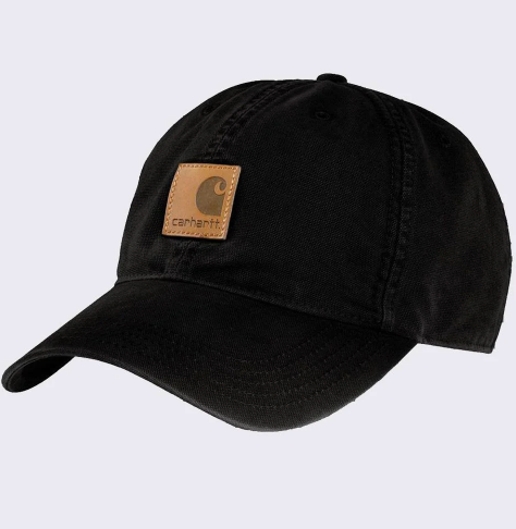Carhartt Odessa Hat/Cap Adjustable Canvas Leather Logo Patch Dusty Olive EUC