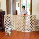 ZJSF Foldable Indoor Dog Gate for House Freestanding Folding Dog Gates Indoor Wood Pet Gates Dog Fence for Stairs Puppy Gates for Hallways Natural 32 "Height-3 Panels (3 Panels 60''W x 32''H)