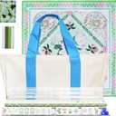 American Mahjong Game Set, Acrylic Mahjong Set with Green Floral Themed, 2 Carrying Bags, 4 Acrylic Racks with Pushers, Silent Mat & 3 Dice – Portable American Mahjong Set for Adults, Game & Travel
